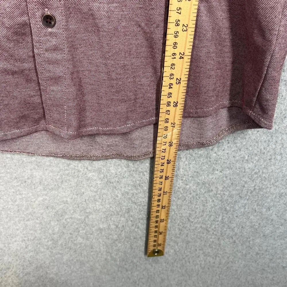 YoungLA Shirt Mens M Heather Burgundy Button Up Long‎ Sleeve Stretch Cotton